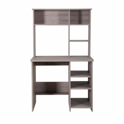 Sunjoy Driftwood Work Center Desk with Shelves Perspective: front