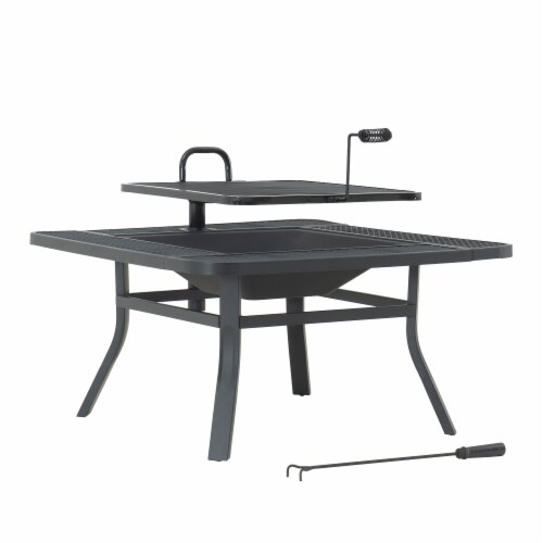 Sunjoy Darius Fire Pit with Adjustable Cooktop Grill Perspective: front