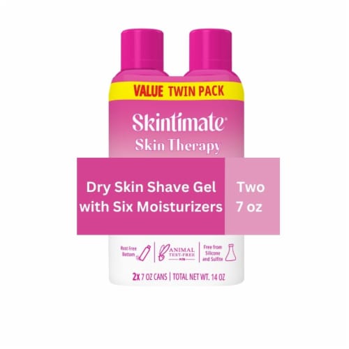 Skintimate Skin Therapy Dry Skin Shave Gel for Women with Six Moisturizers Protects Skin Twin Pack Perspective: front