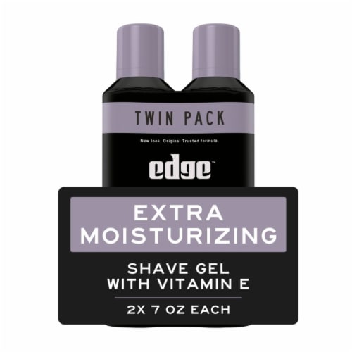 Edge Extra Moisturizing Shave Gel for Men Hydrating Unscented Twin Pack Perspective: front
