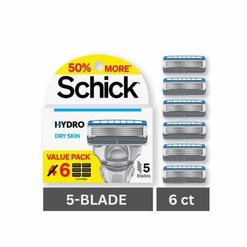 Schick Hydro Dry Skin 5-Blade Razor Refills for Men with Comfort Coating + Two Hour Moisturizing Perspective: front