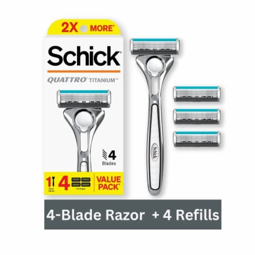 Schick Quattro Titanium 4-Blade Razor for Men with 4 Refills Perspective: front