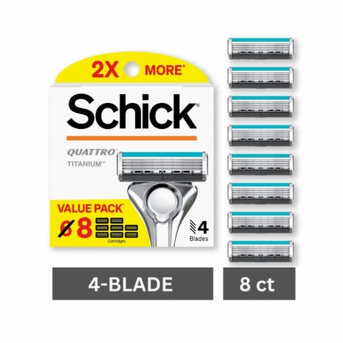 Schick Quattro Titanium 4-Blade Razor Refills for Men, 8