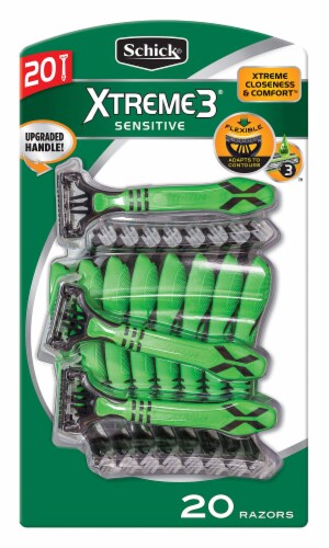 Schick Xtreme 3 Sensitive Skin Razors,Flexible Blades with Aloe Fights Razor Burn,20 Count Perspective: front