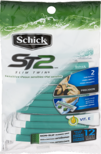 Schick Slim Twin 2 Sensitive Disposable Razors Perspective: front