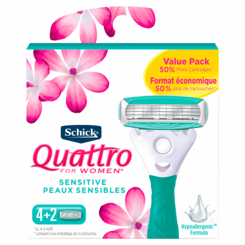 Schick Quattro For Women Sensitive Razor Blade Refill Cartridges Perspective: front