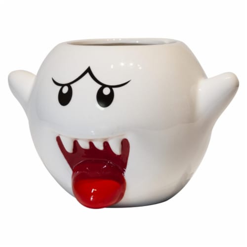 Super Mario Bros White Boo Molded Coffee Mug | 20 oz Perspective: front