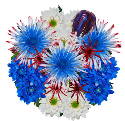 Patriotic Bouquet - Blue, Red, & White Perspective: front