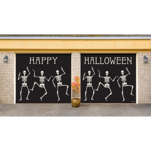 My Door Decor 285901HALL-016 7 x 8 ft. Happy Halloween Skeletons Halloween Door Mural Sign Sp Perspective: front