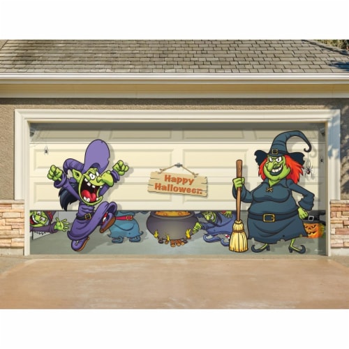 My Door Decor 285905HALL-005 7 x16 ft. Halloween Witch Escape Outdoor Halloween Holiday Door Perspective: front