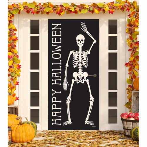 My Door Decor 285906HALL-007 36 x 80 in. Happy Halloween Skeletons Halloween Front Door Mural Perspective: front