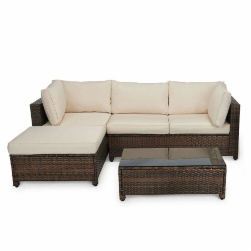 Edyo Living 3-Piece Wicker Modular Patio Furniture Sectional Seating
