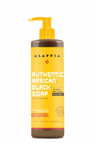 Alaffia Authentic Antioxidant-Rich Rose Matcha African Black Soap Body Wash Perspective: front