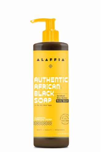 Alaffia Authentic Clarifying Charcoal Honey African Black Soap Body Wash Perspective: front
