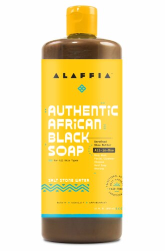 Alaffia Authentic Salt Stone Water African Black Soap All-In-One Perspective: front