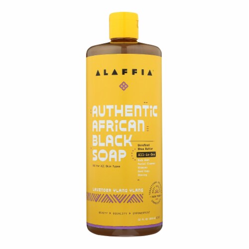 Alaffia Authentic African Lavender Ylang Ylang Black Soap Perspective: front