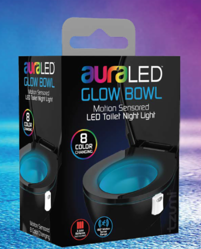 Tzumi auraLED Glow Bowl LED Toilet Night Light - White Perspective: front