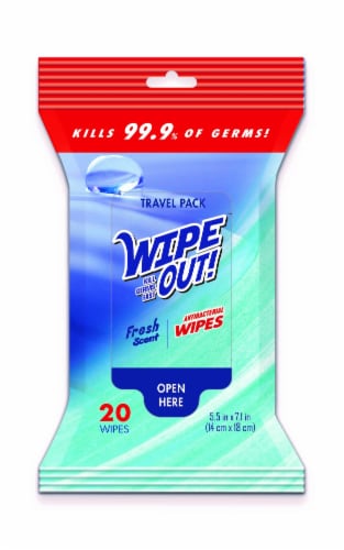 Wipe Out! Antibacterial Fresh Wipes 20 Count Perspective: front