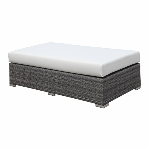 Faux Polyester and Aluminium Bench with Cushioned Seat White and
