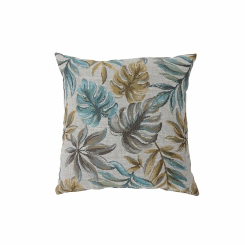 22 Inch Throw Pillow Set of 2 Tropical Palm Leaf Gray Light