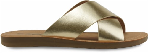 Soda Sushi Flat Sandals - Gold Perspective: front