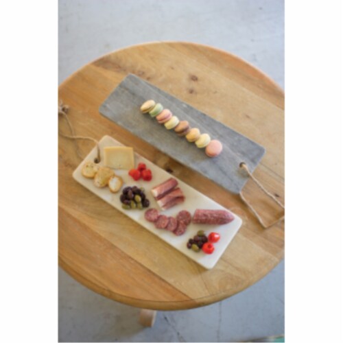 Grey Marble Long Cutting Board with Handle Perspective: front