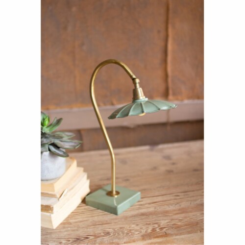 Antique Brass Goose Neck Table Lamp With Enamel Shade, 1 - Kroger