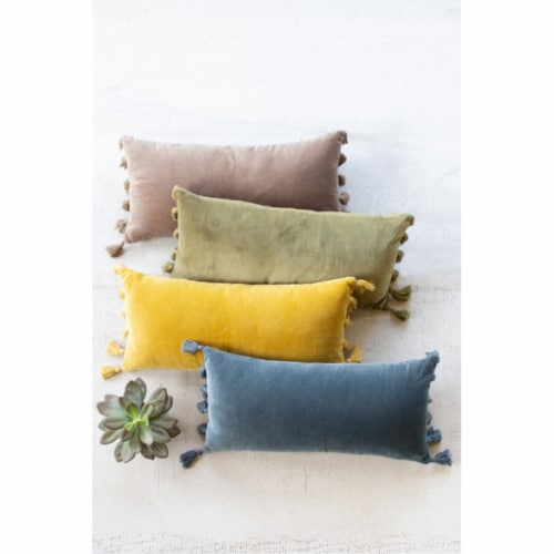 Velvet Lumbar Pillow - Avocado Perspective: front