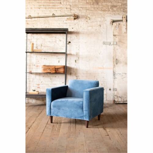 Velvet Club Chair - Steel Blue Perspective: front