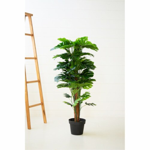Kalalou CNL1326 8 x 44 in. Artificial Monstera Plant in a Plastic Pot, Green - Large Perspective: front