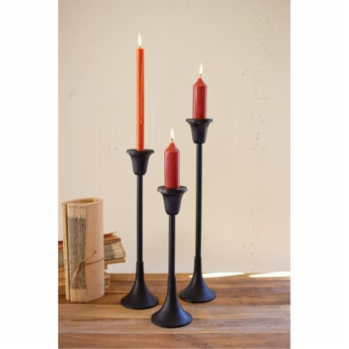 Set Of Three Metal Taper Candle Stands - Black Perspective: front