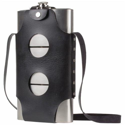 Maxam Three Flasks in One for a Fun Variety of Liquor Stainless Steel 3-24 Ounce Flasks Perspective: front