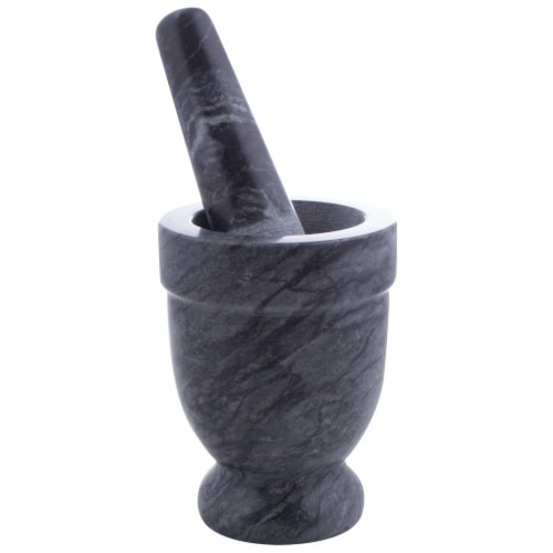 HealthSmart 4 Inch Wide 3.5 Inch Deep Black Marble Mortar and Pestle Perspective: front