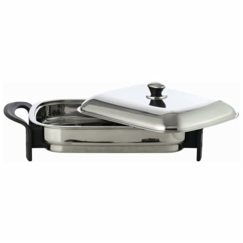 Precise Heat T304 Stainless Steel 16" Rectangular Electric Skillet Perspective: front