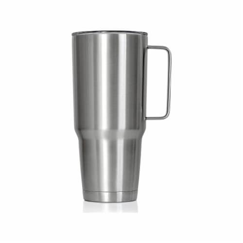 20 OZ STAINLESS STEEL TUMBLER WITH HANDLE - WHITE