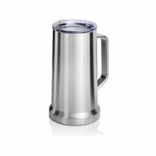 22 Ounce Beer Mug with Lid and Handle, Stainless Steel, Vacuum Insulated Stein Perspective: front