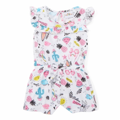 Sweet & Soft 2359990 Turquoise & White Summer Fun Knit Infant Girls Rompers, 0-12 Month - Cas Perspective: front