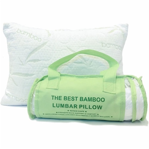 Bamboo Memory Foam Lumbar Pillow, Machine Washable Cover, Premium