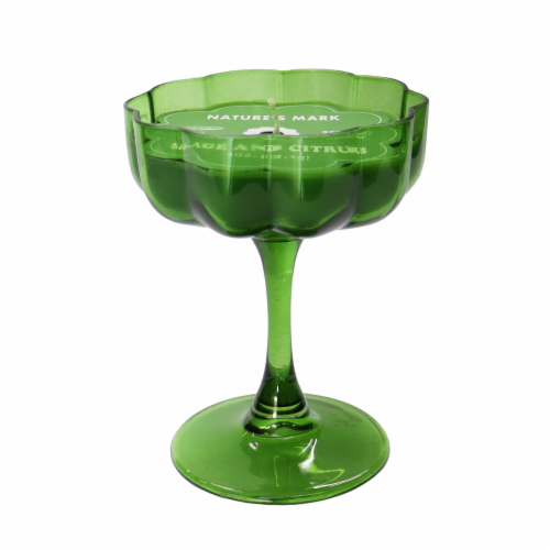Nature's Mark Stem Glass Candle - Green Perspective: front