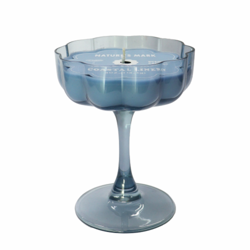 Nature's Mark Stem Glass Candle - Blue Perspective: front