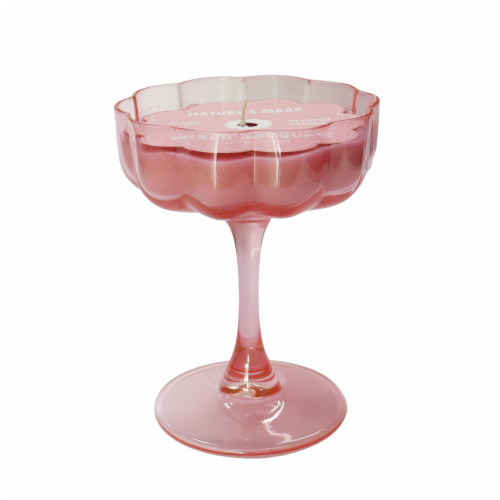Nature's Mark Stem Glass Candle - Pink Perspective: front