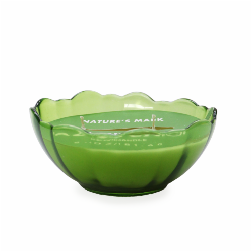 Nature's Mark Glass Bowl Candle - Green Perspective: front