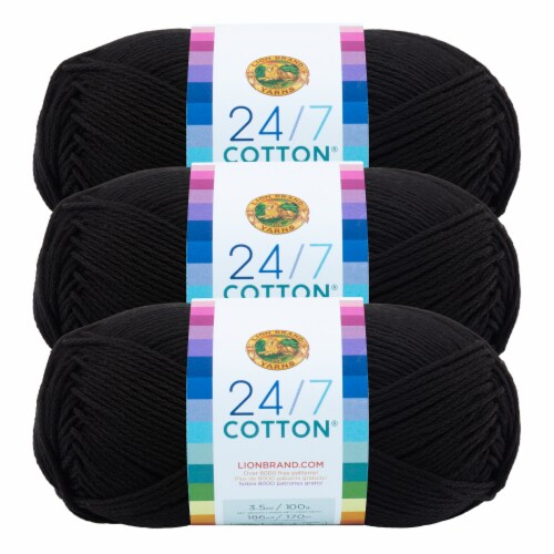 Lion Brand Yarn 761 153 24 7 Cotton Yarn Skeins Black 3 Pk King Soopers