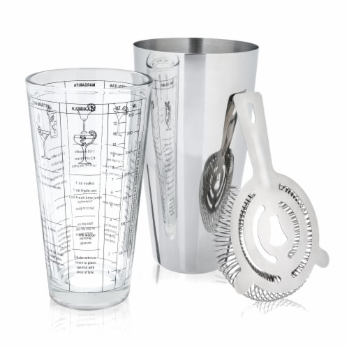 True Strainer Mixing Glass Shaking Tin Bar Set Perspective: front