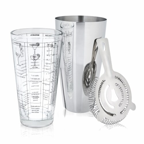 True Strainer Mixing Glass Shaking Tin Bar Set Perspective: front