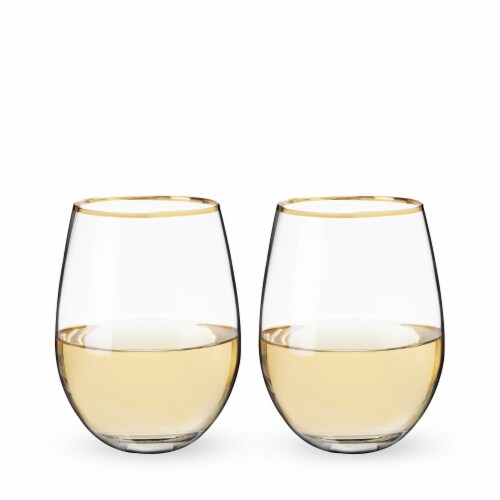 Gilded Stemless Wine Glass Set by Twine Perspective: front