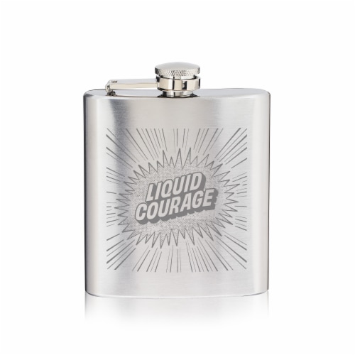 Liquid Courage Stainless Steel Flask Perspective: front