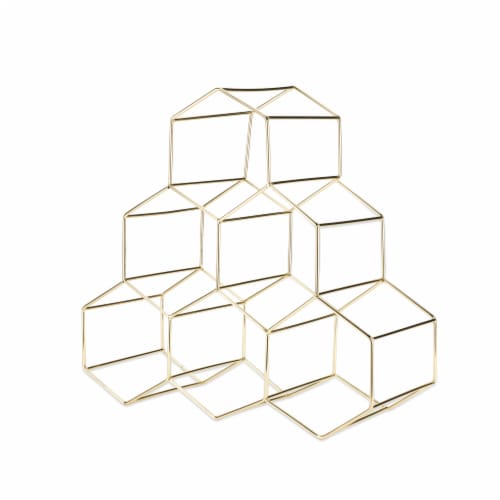 Gold Geo Counter Top Wine Rack by Viski® Perspective: front