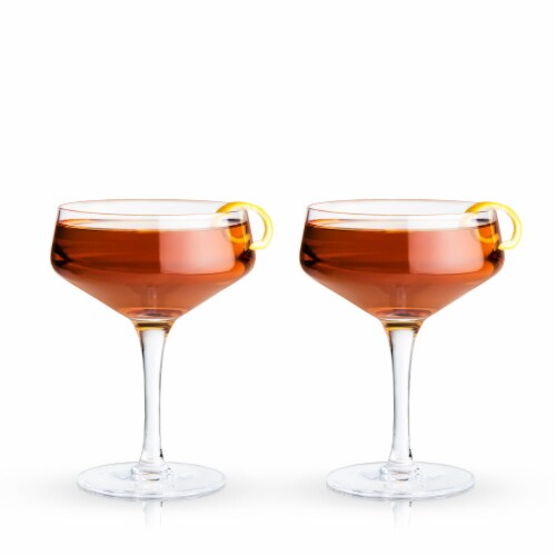 Viski Raye Crystal Angled Coupe Glasses Perspective: front