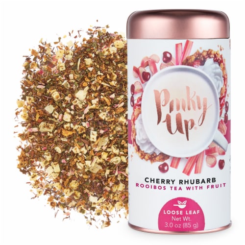 Pinky Up Cherry Rhubarb Cobbler Rooibos Loose Leaf Tea Perspective: front